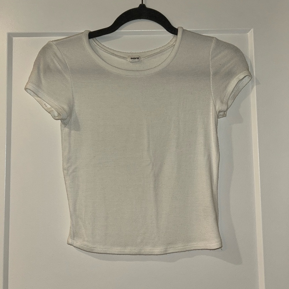 Garage White Ribbed Tee